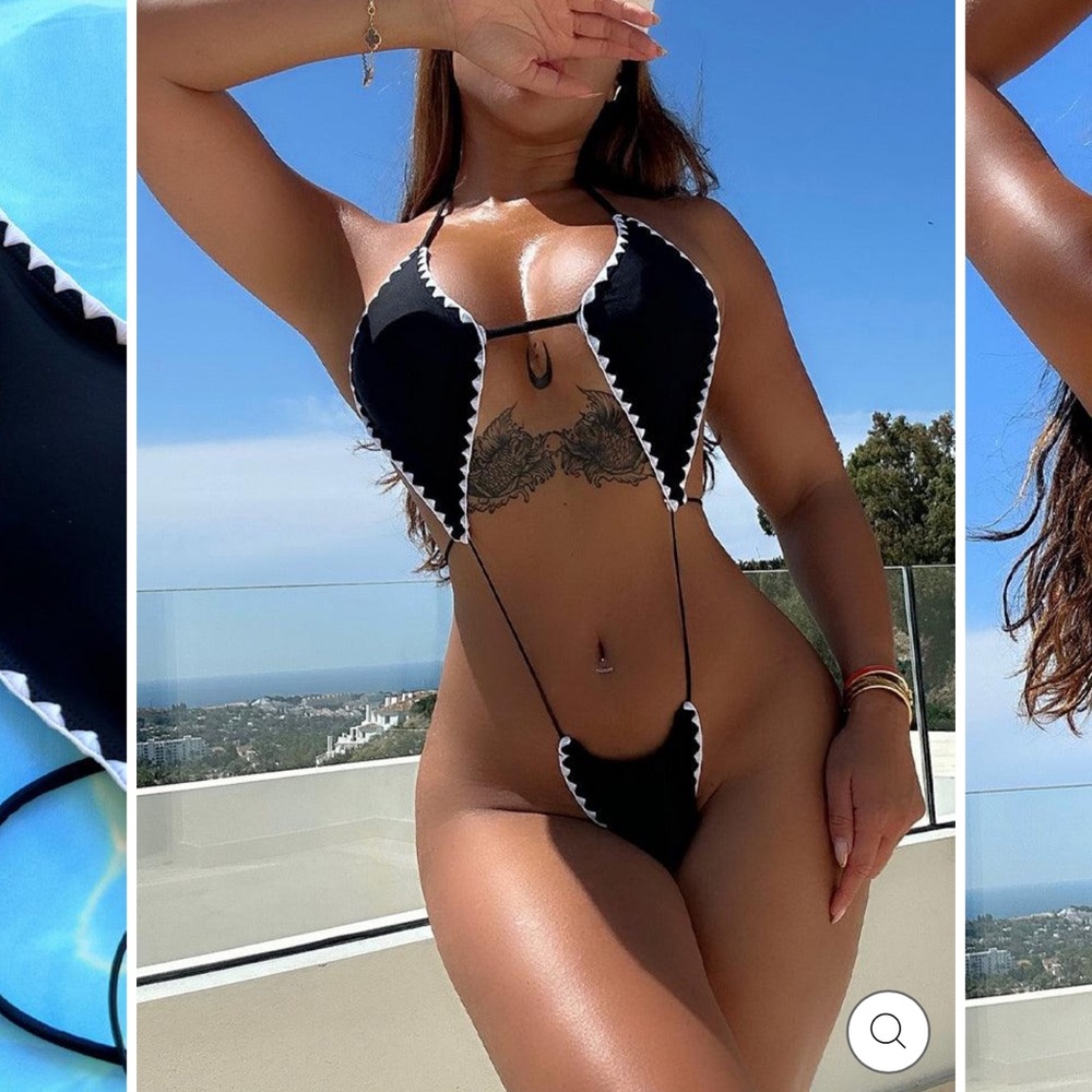 Black and White Women's Bikini Set